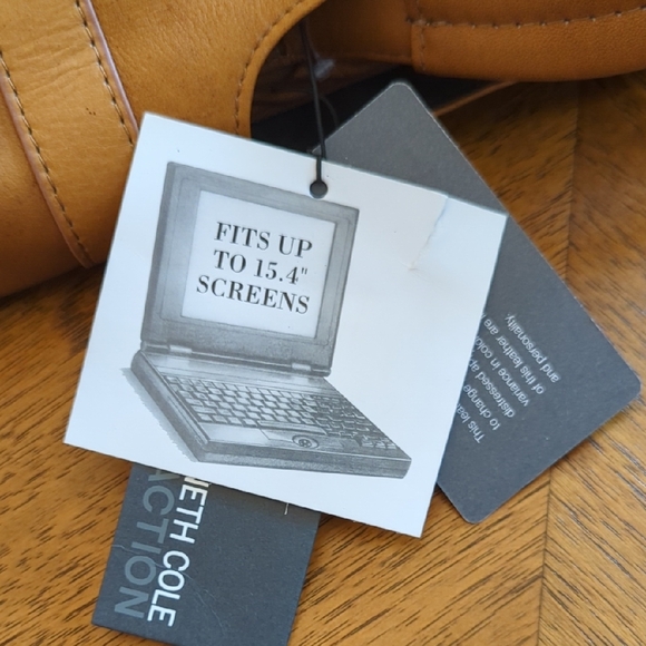 Kenneth Cole Reaction Brown Cognac Leather Messenger Bag - Picture 7 of 11